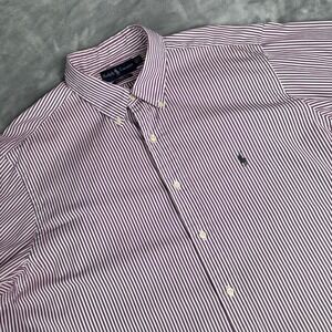 Ralph Lauren Purple Striped Button Down Shirt Men's 17‎ 1/2 34/35 Classic Fit